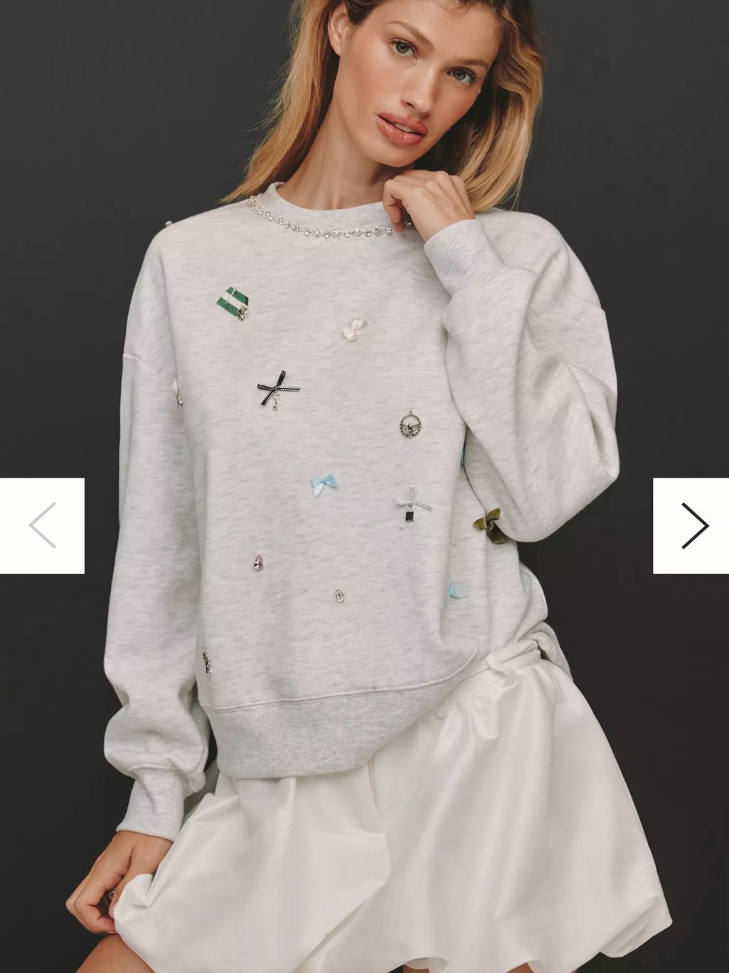 Maeve Icon Sweatshirt Embellished Crewneck _heather Grey